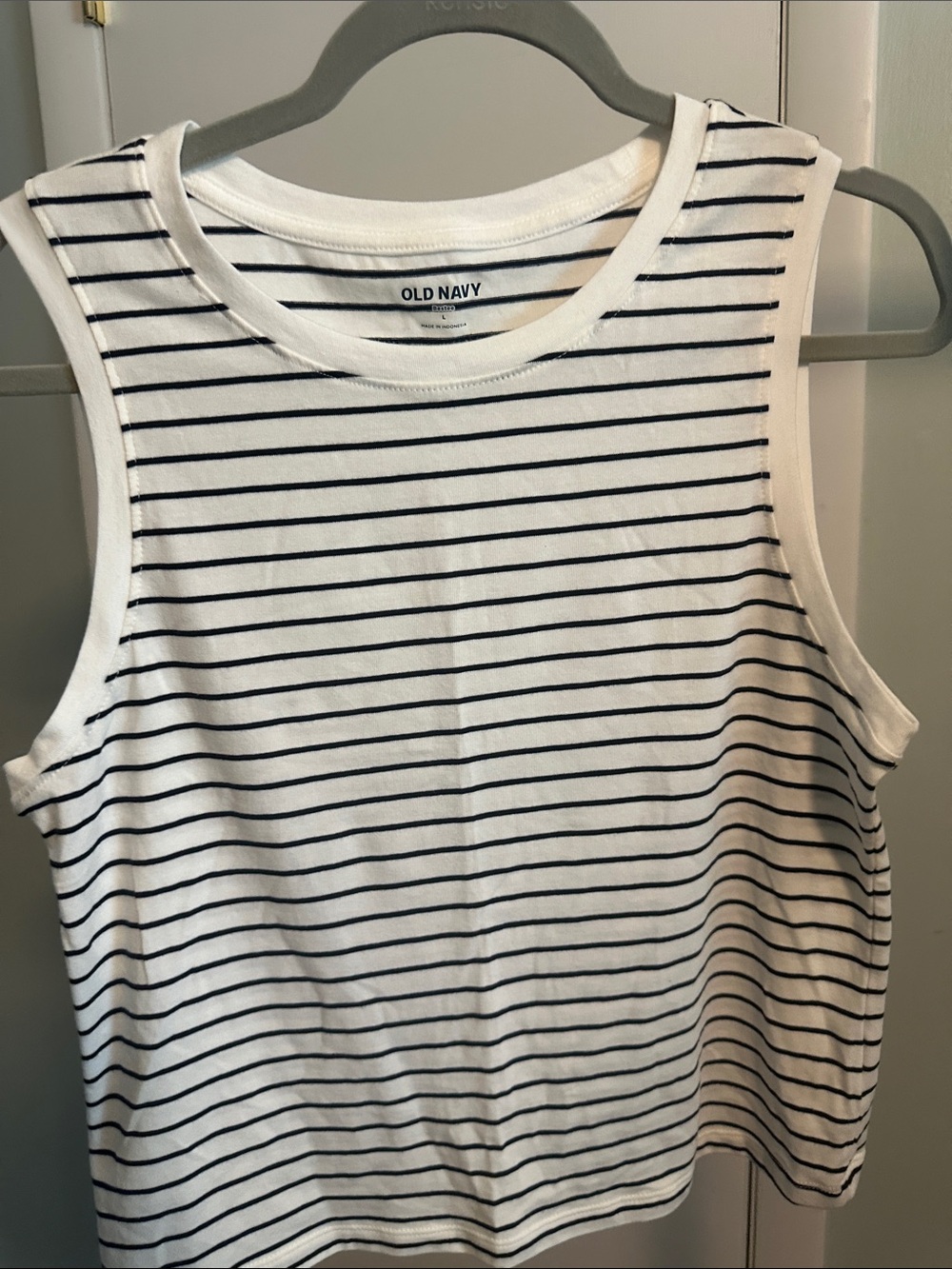 Old Navy White Tank Top with Black Horizontal Stripes